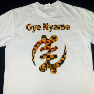 White African print Gye Nyame T-shirt